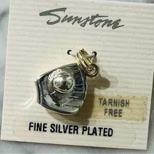 NWOT Sterling Silver Plated 3D High Def baseball glove / Mitt and ball charm